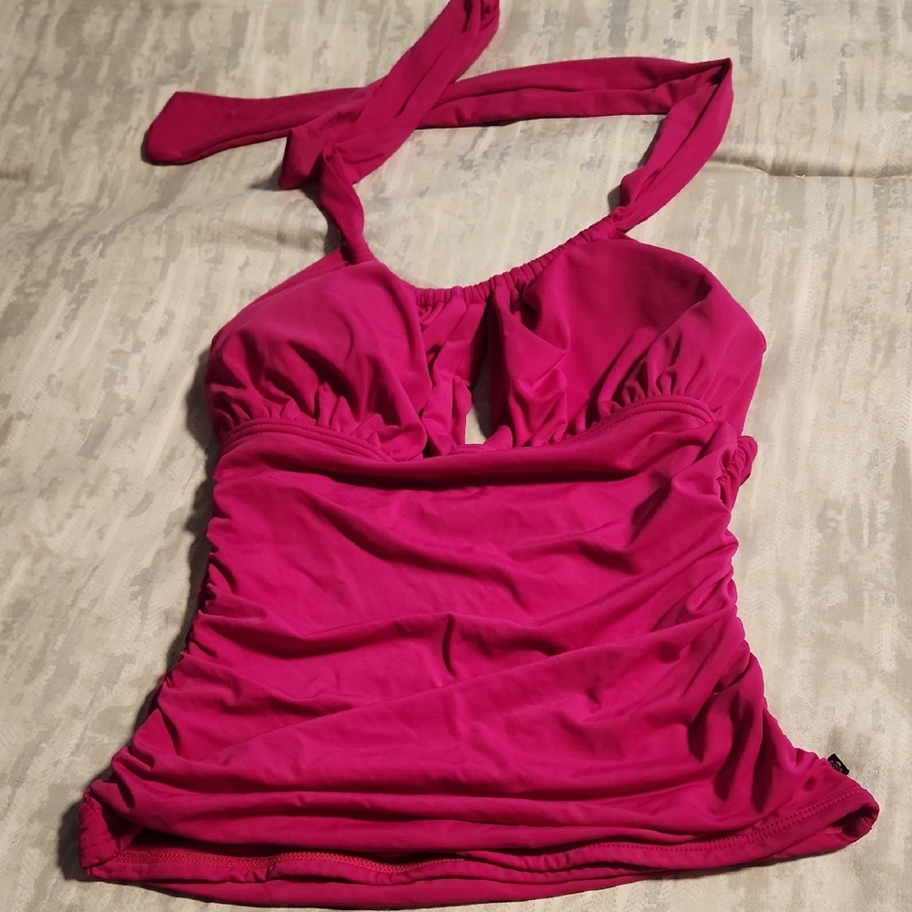 La Vie En Rose Hot Pink Ruched Halter Camisole